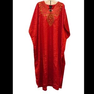 One Size Ashro Red Formal Caftan Dress NWT Gold Design African American Pride